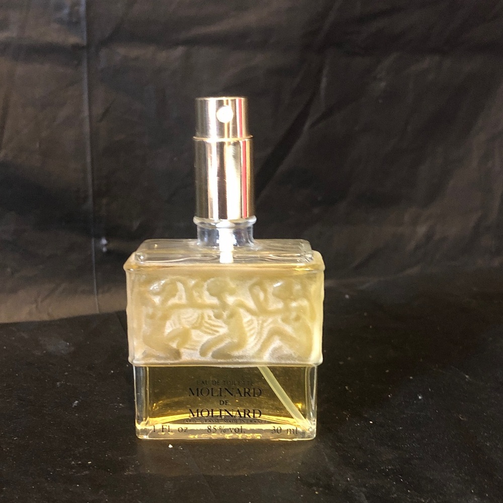 Lalique crystal bottle & Molinard de Eau De Toilette 1 oz full; lost cap!